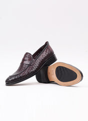 Bordo Örgülü Kösele Erkek Klasik Ayakkabı