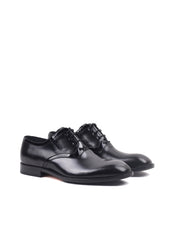 Siyah Mat Açma Bağcıklı Kösele Taban Erkek Ayakkabı