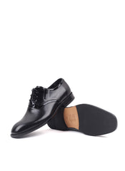 Siyah Mat Açma Bağcıklı Kösele Taban Erkek Ayakkabı