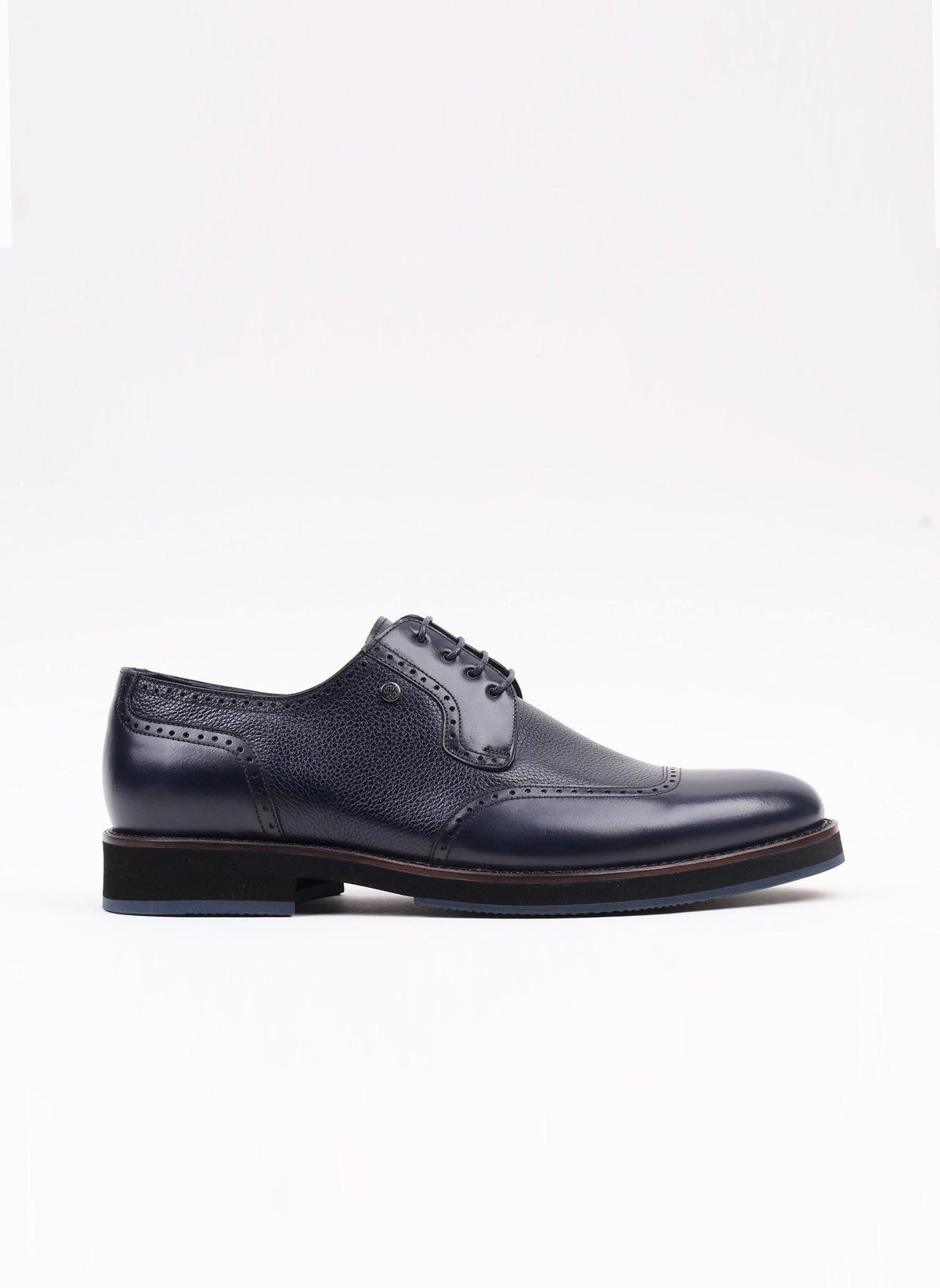 Lacivert Flother Baskı Erkek Klasik Ayakkabı - Oggi Shoes