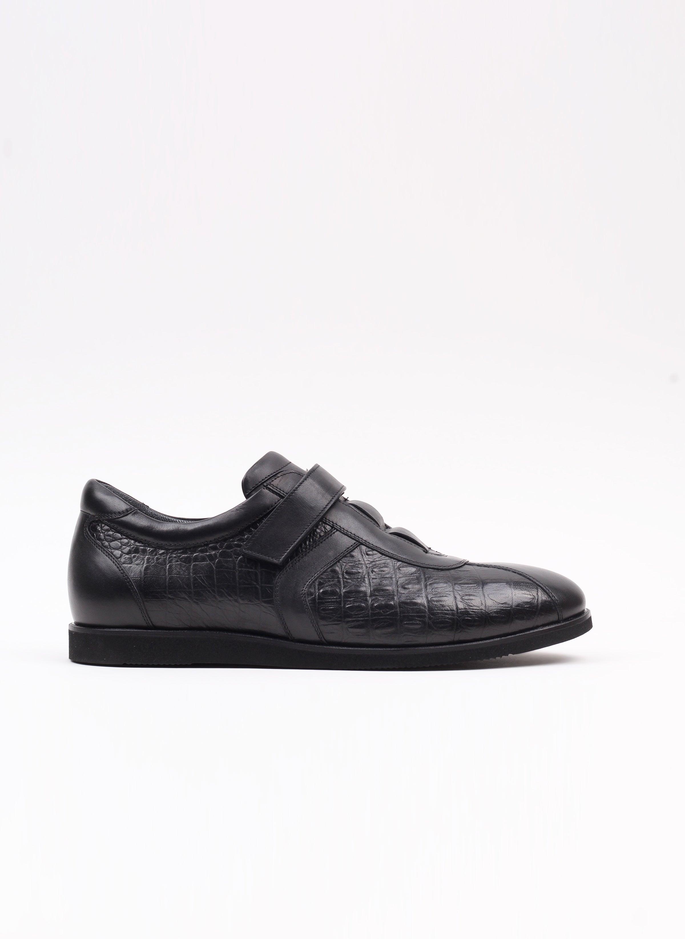 Siyah Cırtlı Baskılı Deri Erkek Günlük Ayakkabı - Oggi Shoes