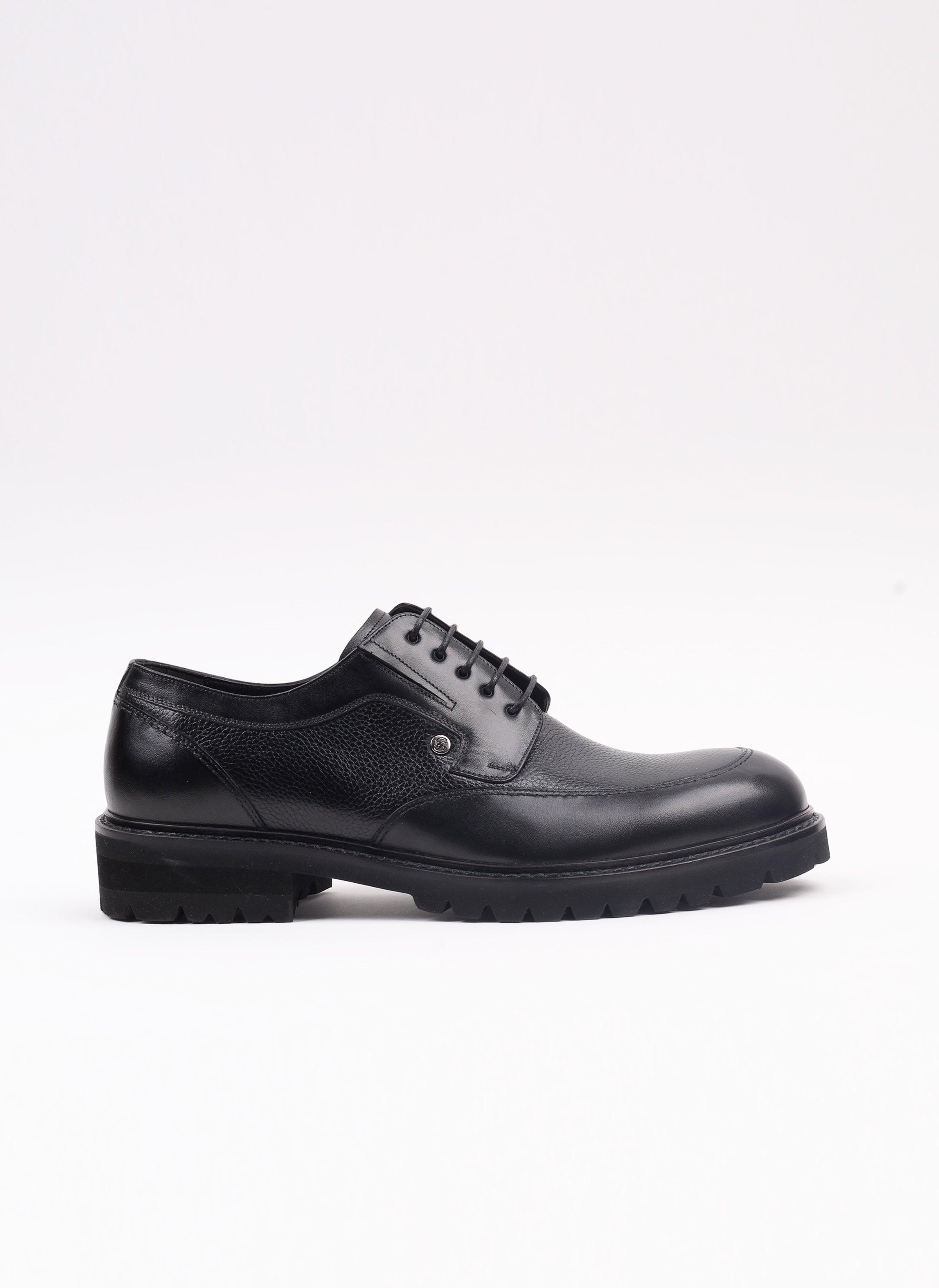 Siyah Modok Flother Baskı Erkek Klasik Ayakkabı - Oggi Shoes